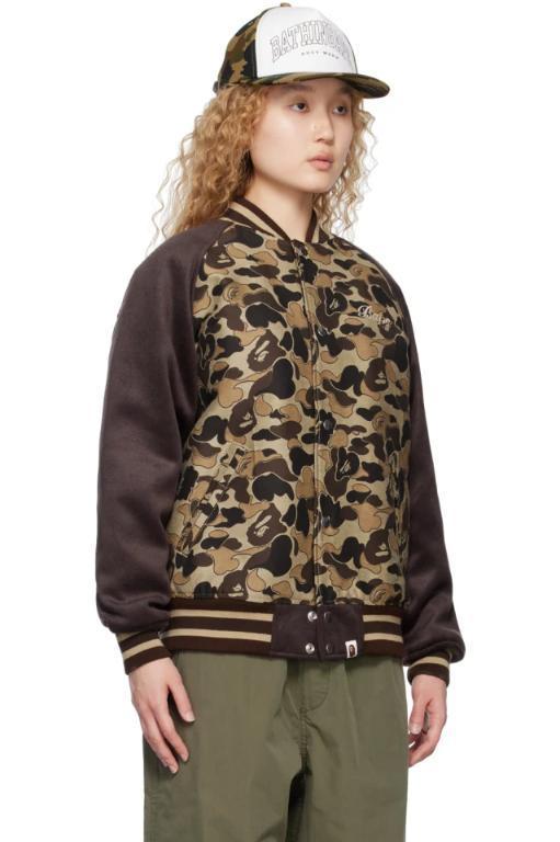 베이프 브라운 쿠키 카모 2 바시티 보머 재킷 Brown