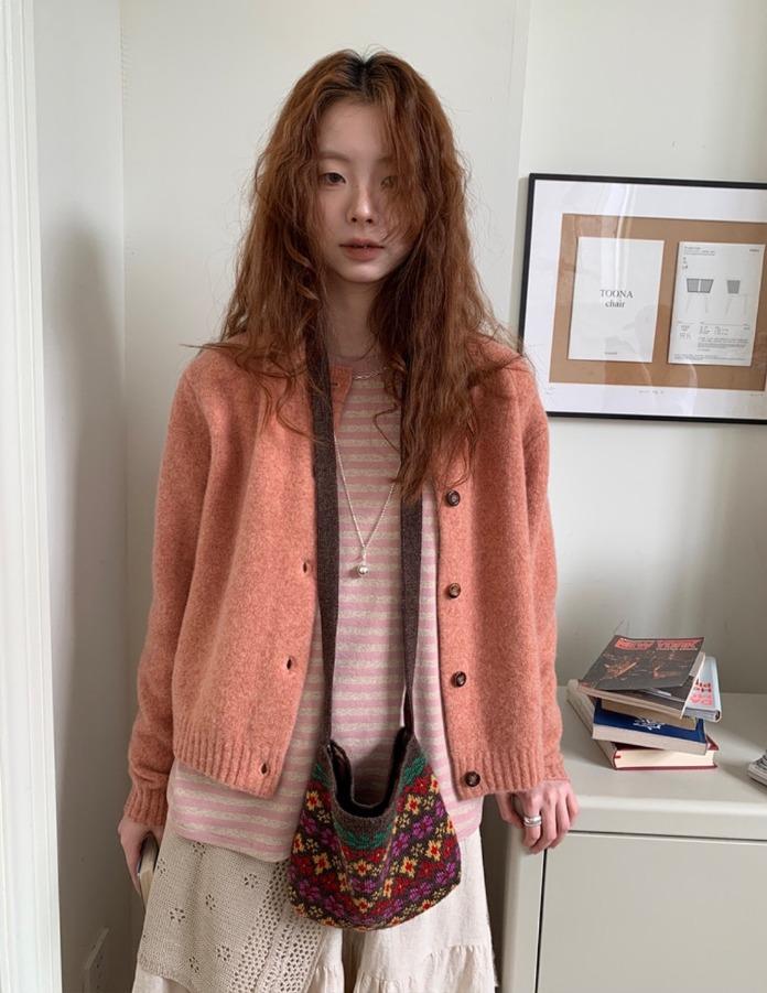 Hellooo Eat 울 80% 싱글브레스트 니트 가디건 (3color)