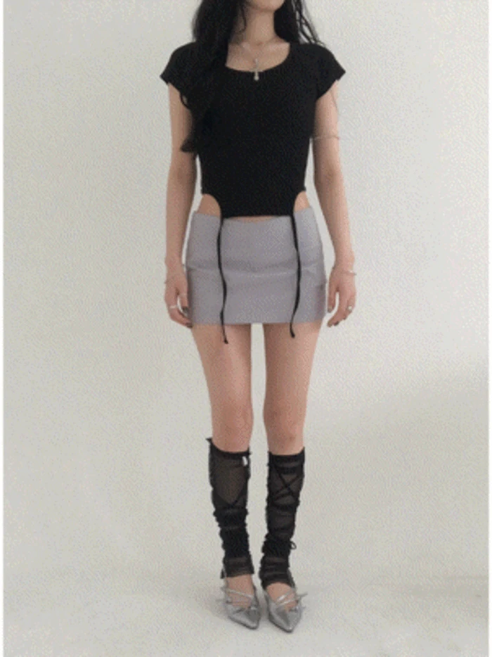 Pintuck Mini Satin Skirt