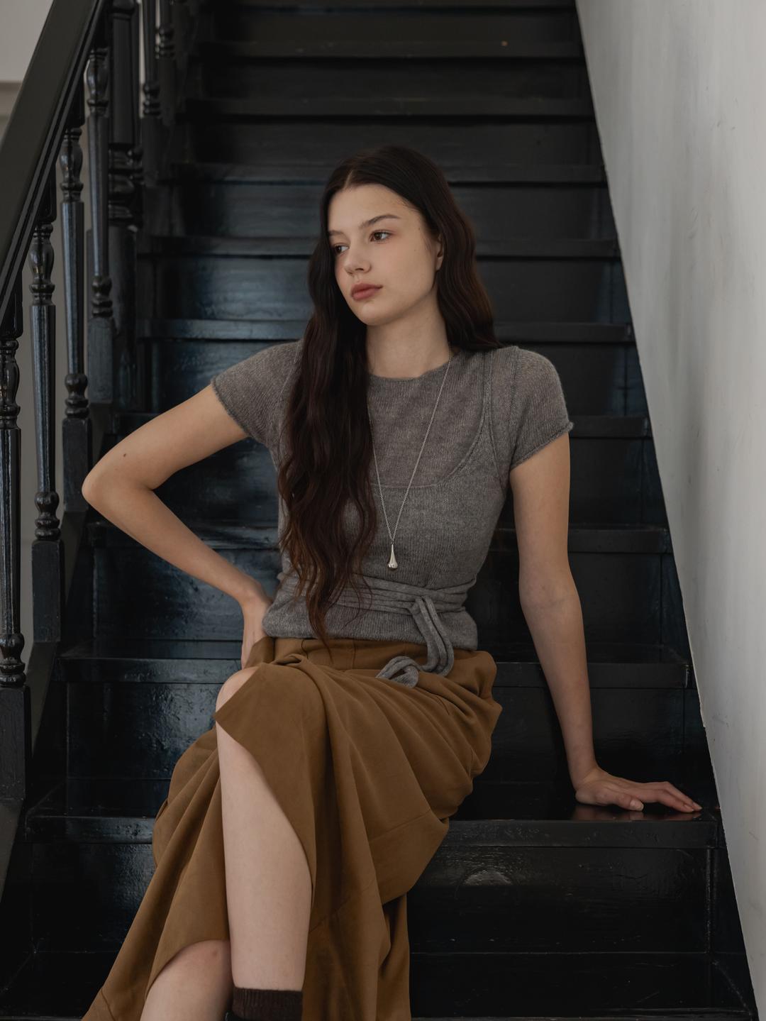 Arpaca R-neck knit gray