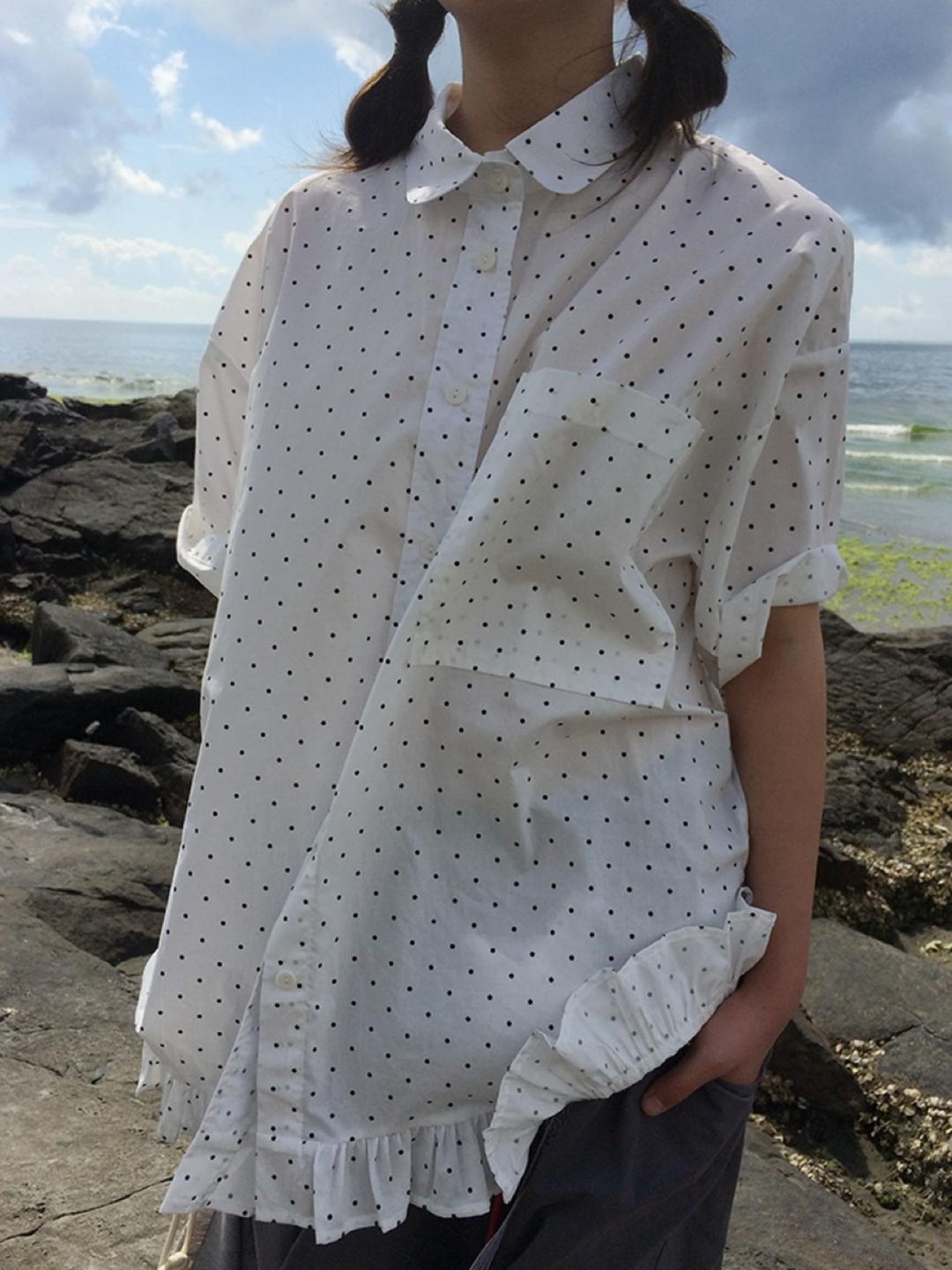 3months Ruffle Dot Casual Shirt