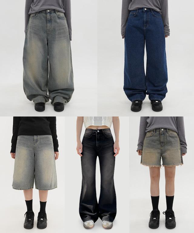 데일리쥬 [단독][21만장판매/MADE] 페스토 데님 와이드 팬츠(숏,부츠컷,맥시,와이드)