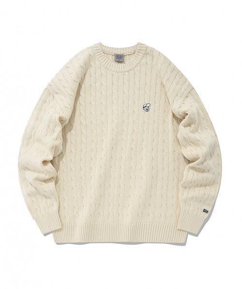 베츠 케이블 코튼 니트 아이보리