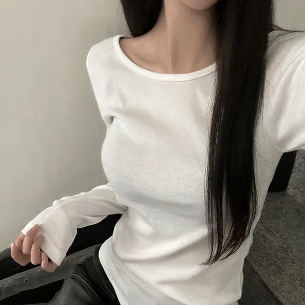 [부분당일🚀기모추가] 사이즈추가 편한데 날씬핏 라인예쁜 기본 무지 유넥 긴팔 티셔츠 간절기 기본긴팔티셔츠 여유있는 슬림핏 딥컬러 티셔츠 이너티셔츠 기본티셔츠 통통녀 66사이즈가능