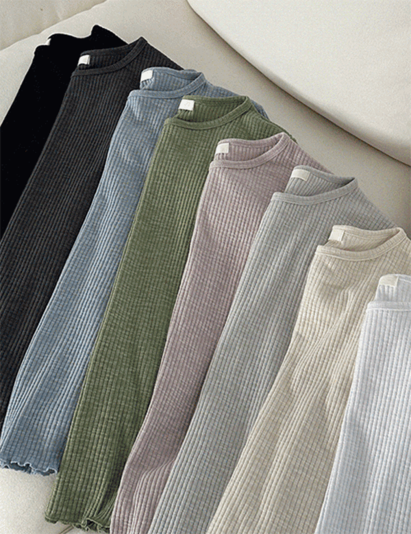 허그미 모달 프릴 긴팔 티셔츠 (8 color)