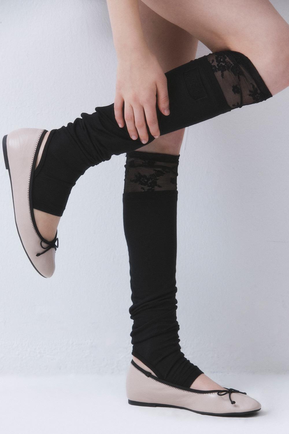 SOFT LACE LEG WARMER_TT6S706BK