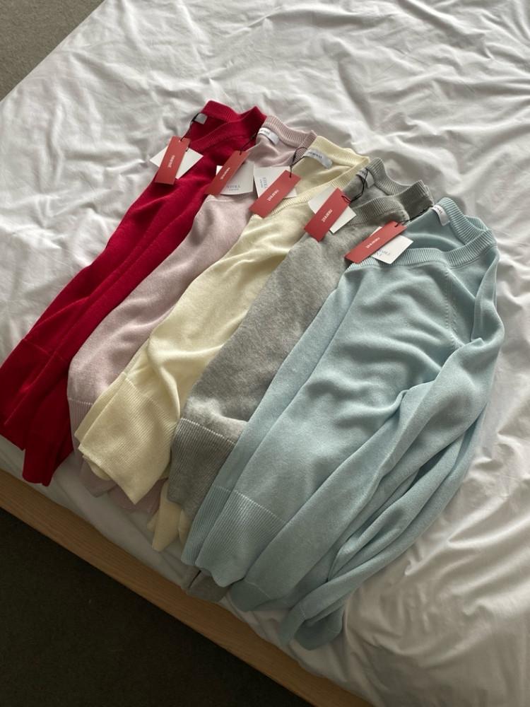 아 당일/ 썸머 쿨링 린넨 브이넥 니트 루즈핏 브이넥 여름 긴팔니트(5col)