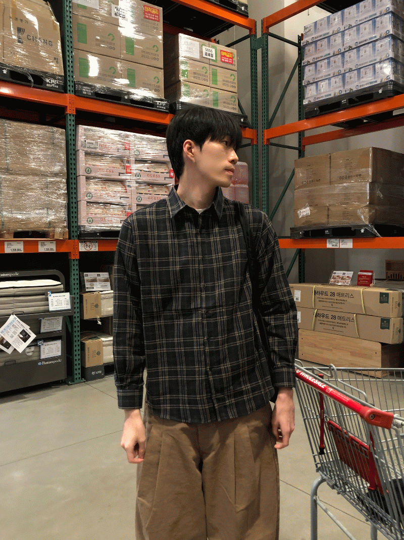 Scoop herringbone check shirt 2C