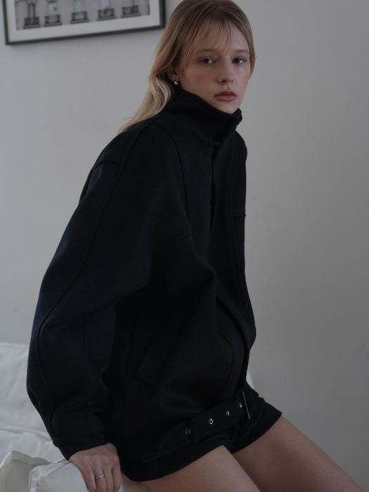 Belted Wool Half Jacket [Black]