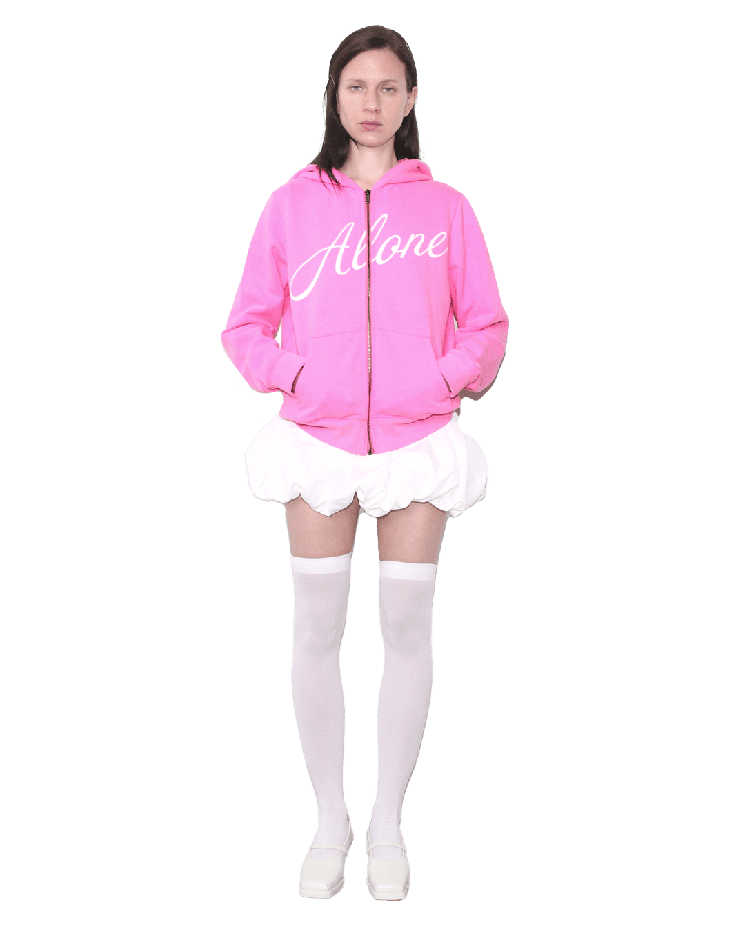 ZIP-UP HOODIE, HOT PINK