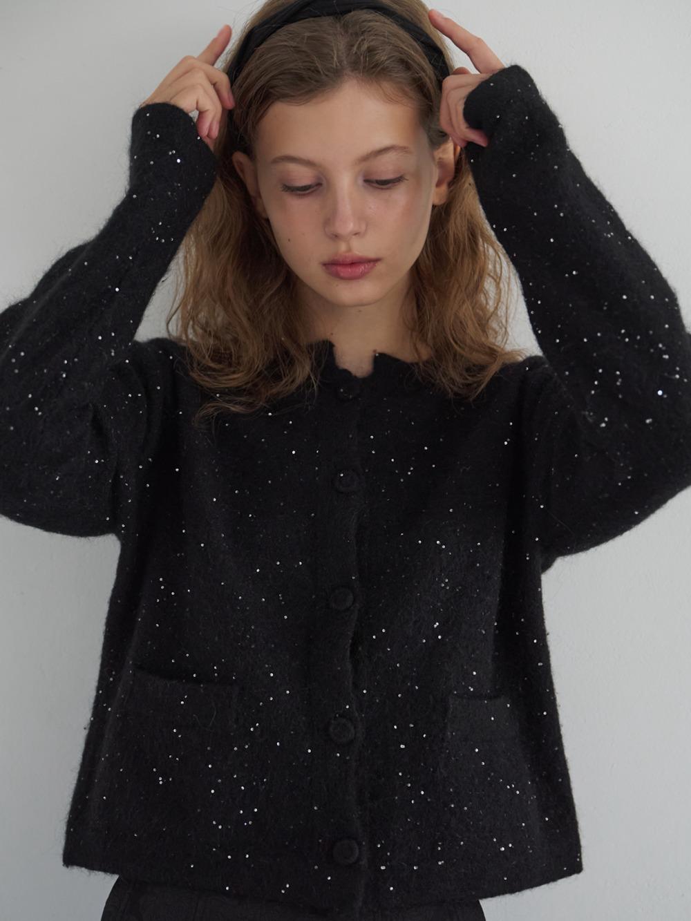 Nicole Sequine Knit Cardigan [Black]