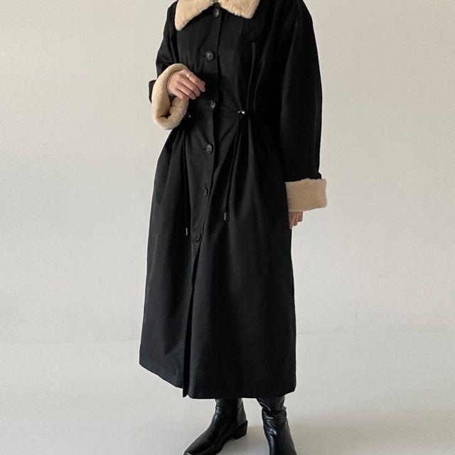 밍크 퍼 트렌치 롱코트 (전체밍크/2color)