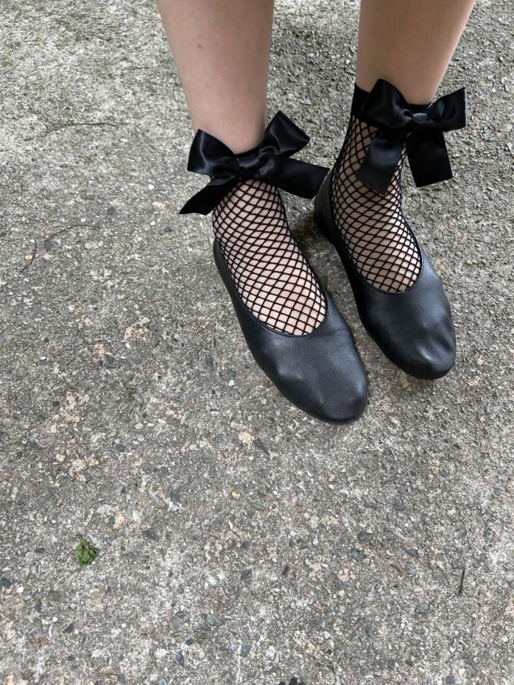 리본 망사 양말 2color