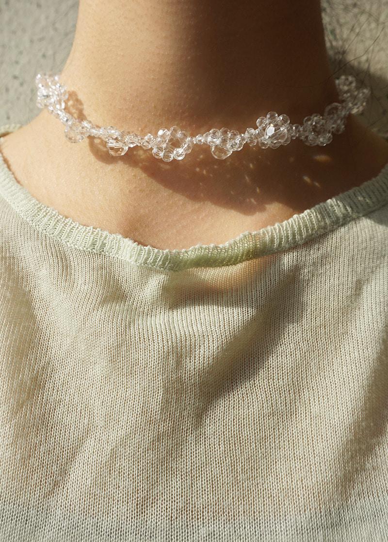 [N024]floral beads necklace/목걸이/원석목걸이/비즈목걸이/꽃목걸이/연말룩