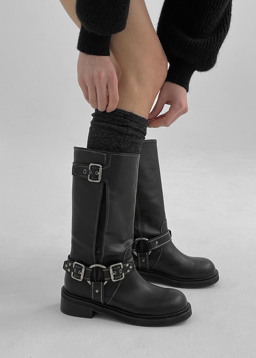 디프롬 바이커 버클 미들부츠