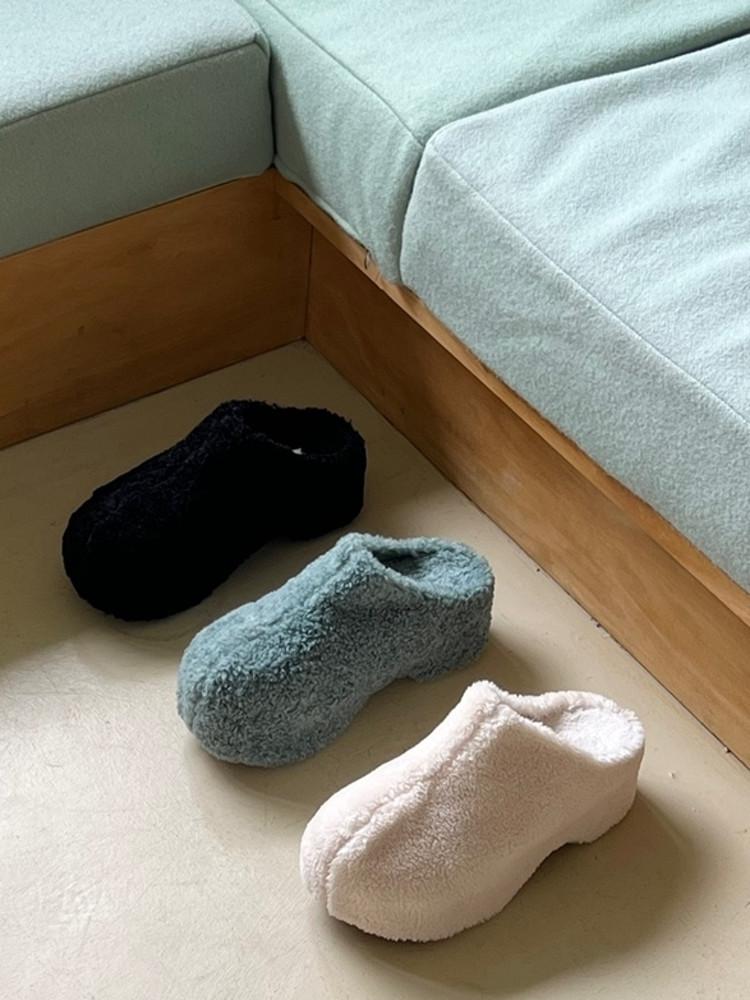 (230-250) 데일리 키높이 FW 겨울 뽀글이 통굽 여성 털 블로퍼 6cm