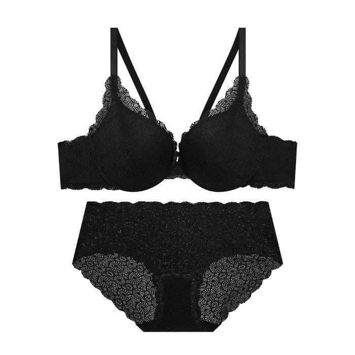 버블 프리컷 레이스 블랙 브라