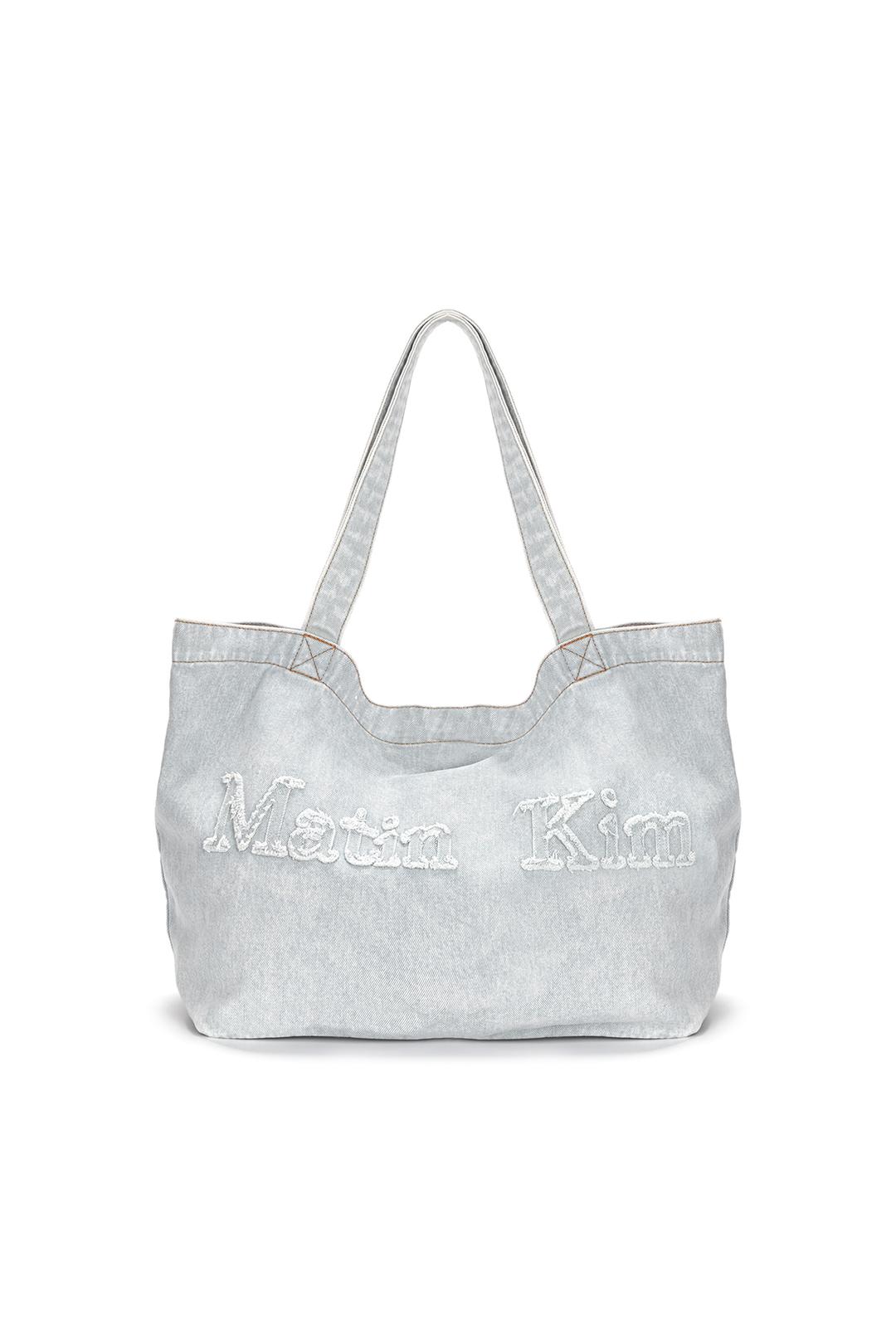 LOGO WASHED DENIM TOTE BAG IN SKY