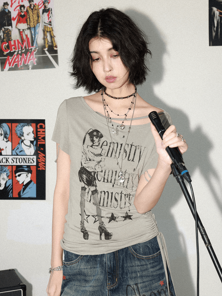 Chemical Girls NANA Drawstring Wide Neck Short Sleeve