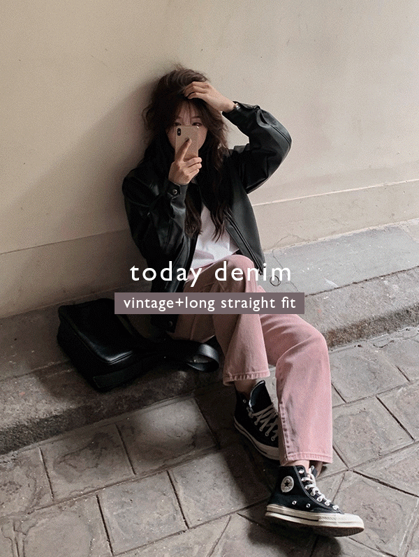 [1차오픈/문의폭주] #SLOWMADE. 투데이 뮤트핑크 다잉데님팬츠 (+롱ver) - 4 size