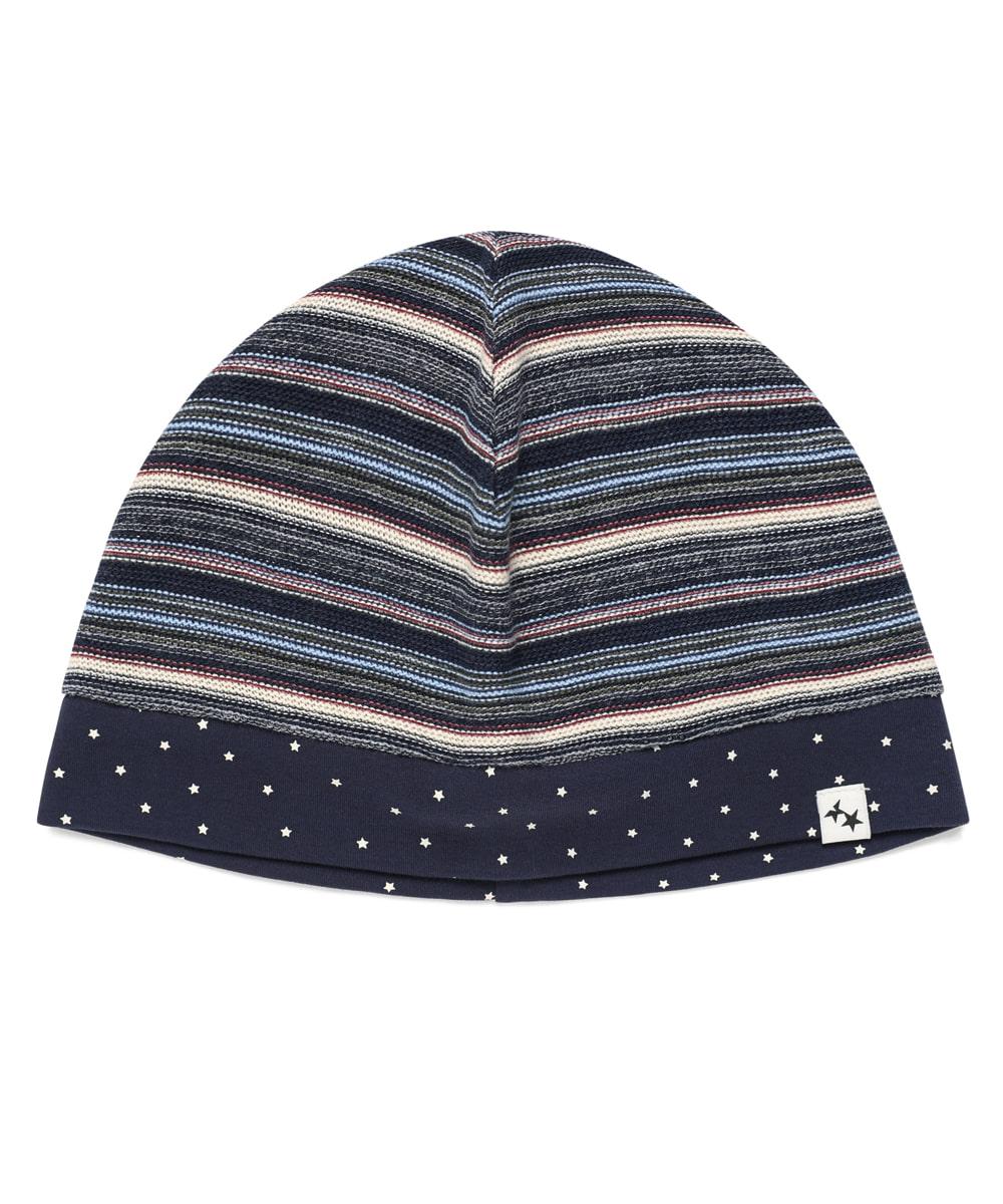 TWIN STAR STRIPED BEANIE[NAVY]