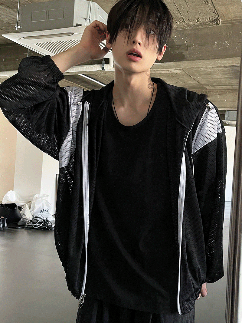 [하랑님 Pick!] 매쉬 바시티 투웨이 스트링 집업 후드