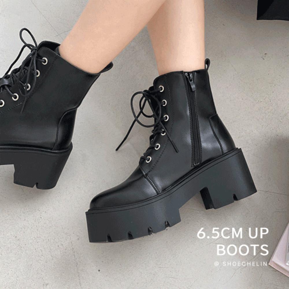 [슈슐랭] 플랫폼 6.5cm 컴뱃부츠 키높이 워커
