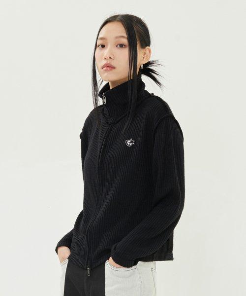 집업 니트 가디건_블랙