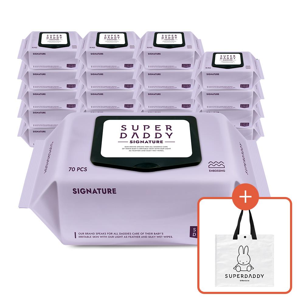 슈퍼대디 저자극 시그니처77 70매 10팩+10팩+미피 타포린백 전고객 증정