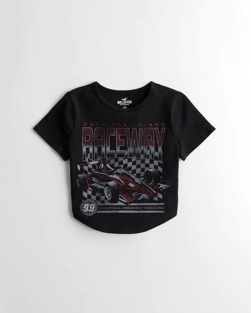 Curved Hem Print Graphic Baby Tee