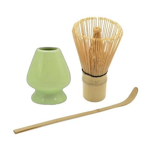 AOHAO 차선+차선립+차시 3PCS 세트 도자기 다구 다기 말차도구 matcha whisk, 그린, 1세트