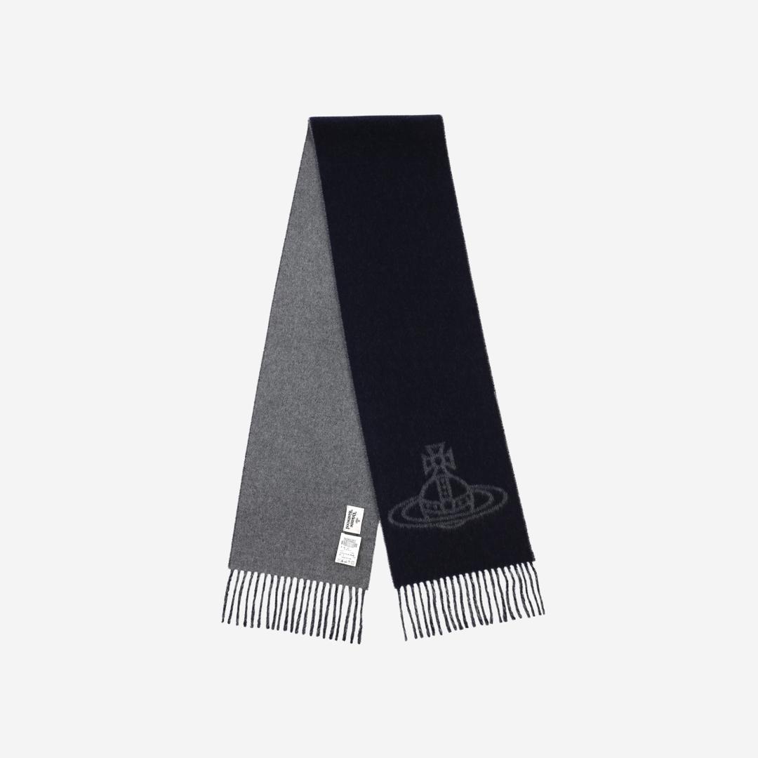 Vivienne Westwood Double Face Single Orb Muffler Navy Blue