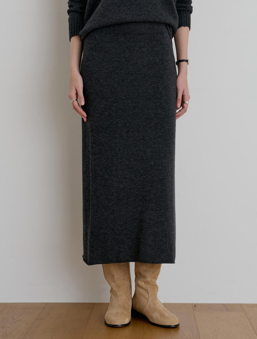 루네 홀가먼트 니트 스커트 - 차콜