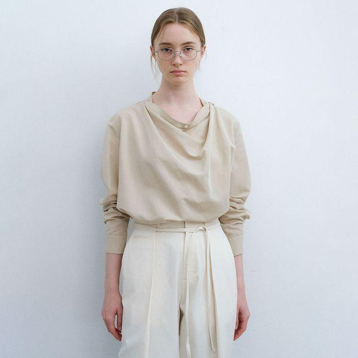 [3차재입고] tie button blouse (beige)