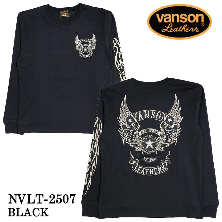 VANSON TEE L/S T-SHIRT バンソン 天竺 ロンT 長袖Tシャツ メンズ nvlt-2507 - ブラック / M