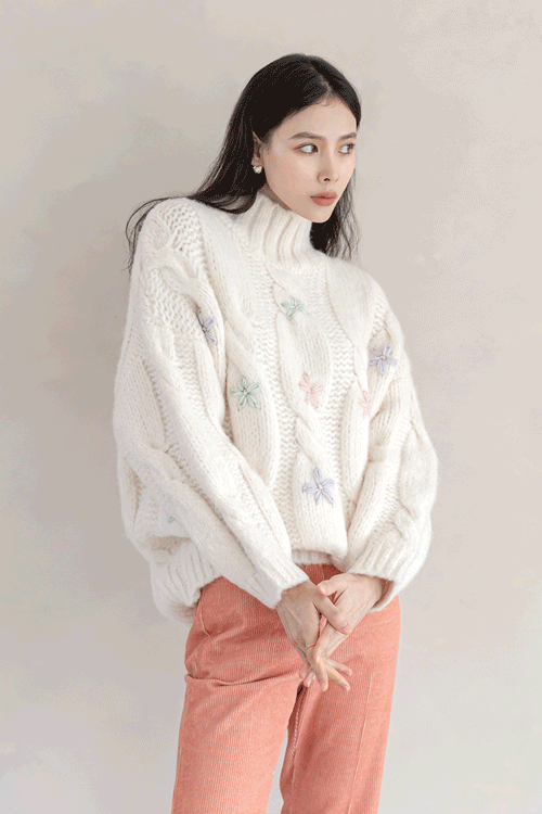 데이지 스티치 케이블니트