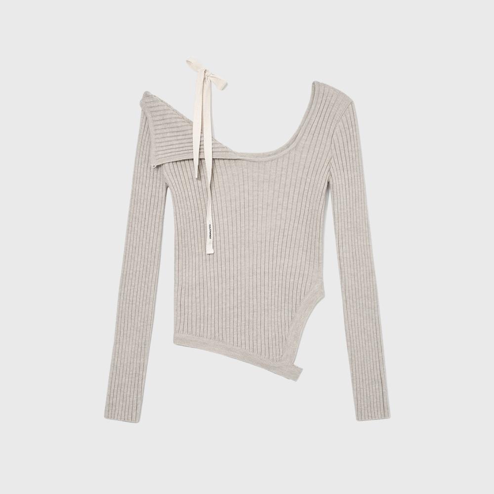 ISA ASYMMETRICAL KNIT TOP (OATMEAL)