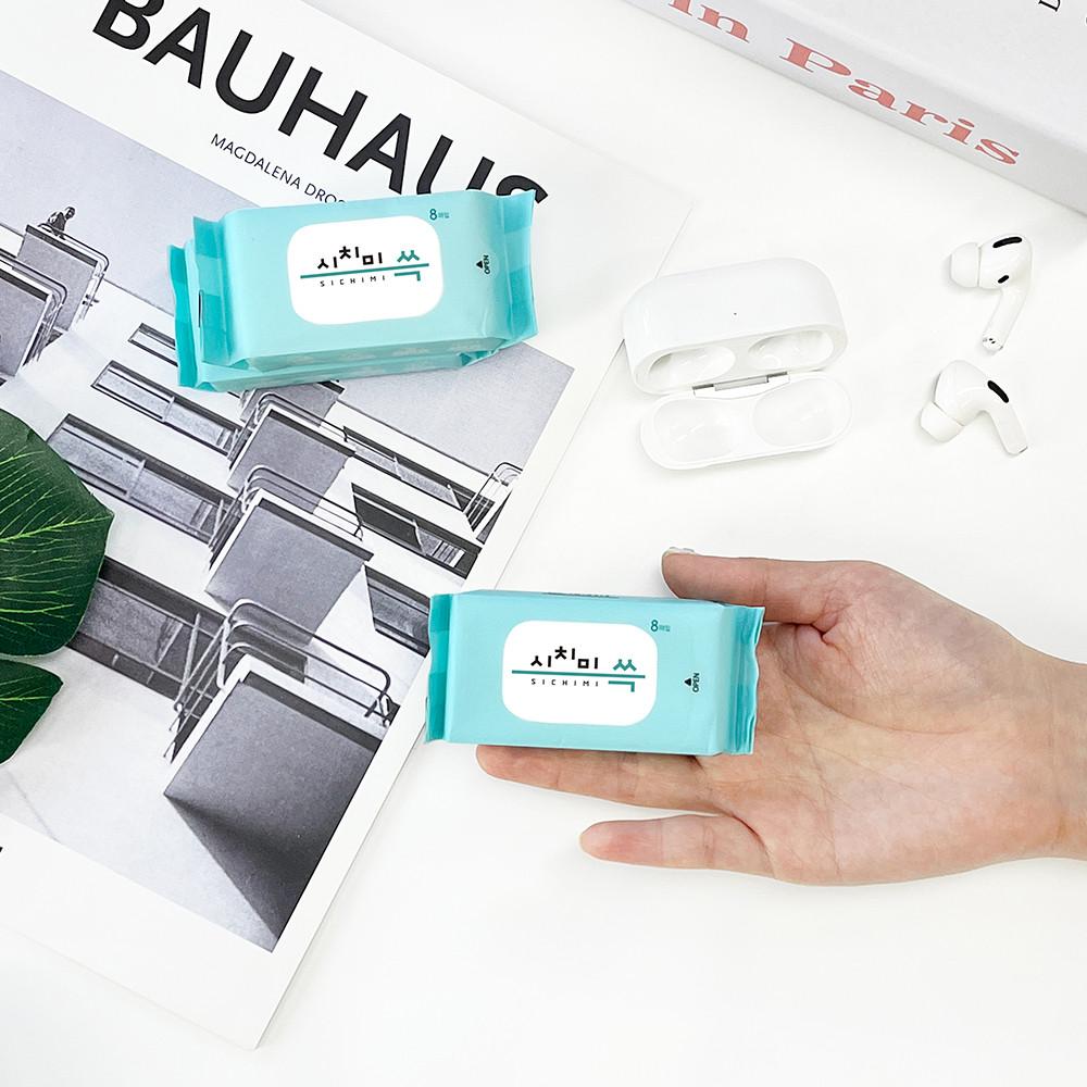 한스웰 시치미 휴대용 미니 물티슈 8매입 8팩 5봉+1봉