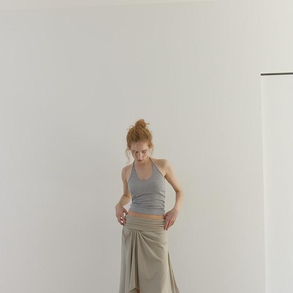 DRAPE FLARE SKIRT (KHAKI)