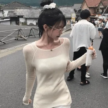 [개말라핏/사장강추] 트임 그물 긴팔 여름 가을 니트