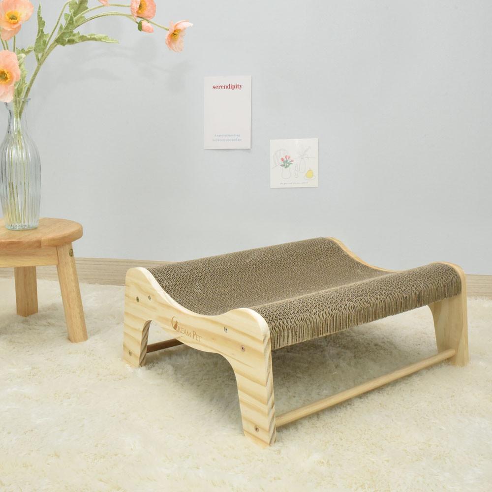 크림펫 고양이 스크래쳐 원목 웨이브 소파