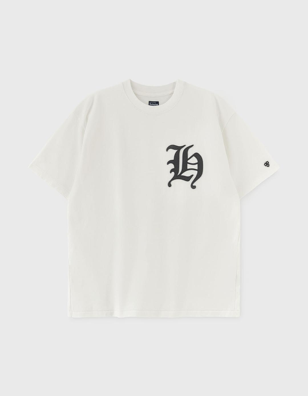 H LETTER 14S WASHED T-SHIRT / White
