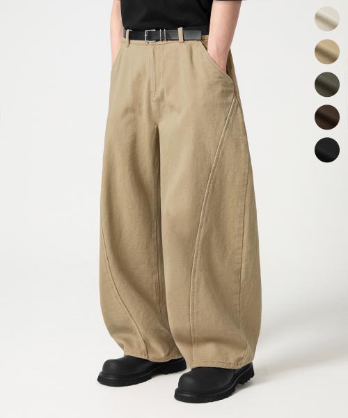 커브드 와이드 절개 코튼 팬츠_5color