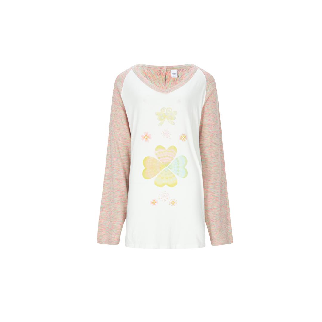 [olohoyo X minjiena] clover t-shirts pink butterfly