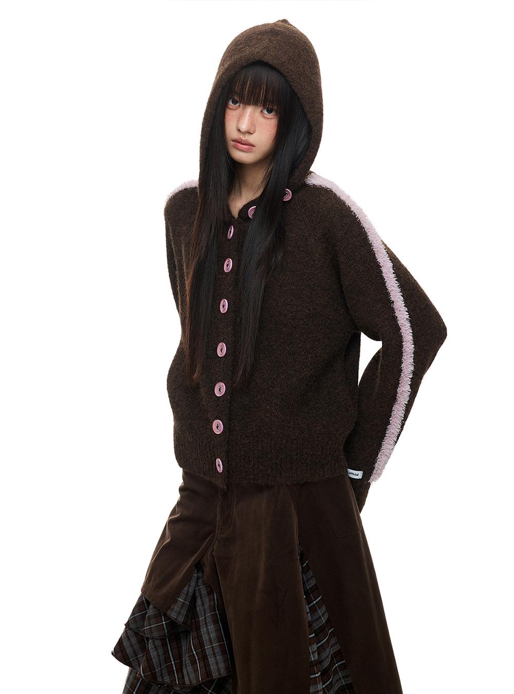 Button Up Knit Hoodie Cardigan (2color)