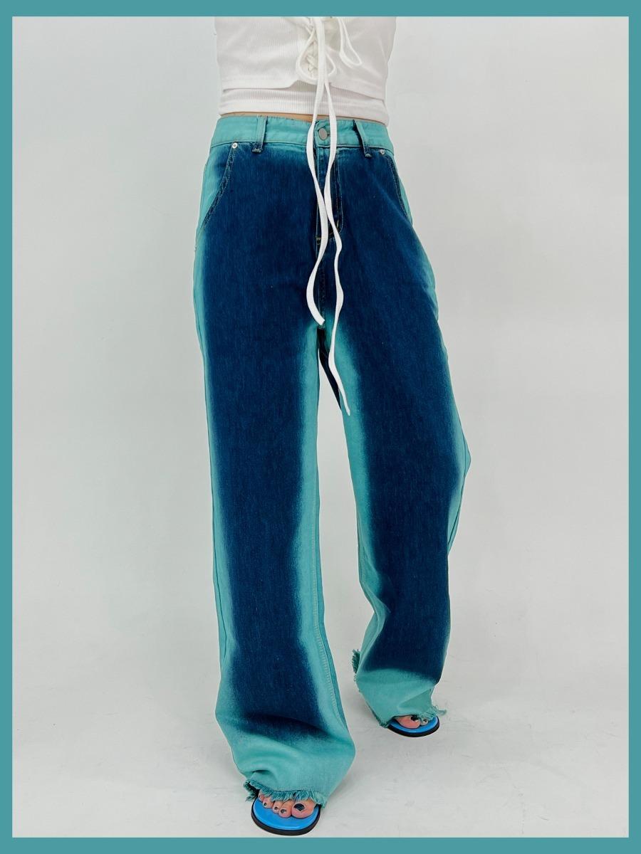 투톤 페인팅 데님팬츠