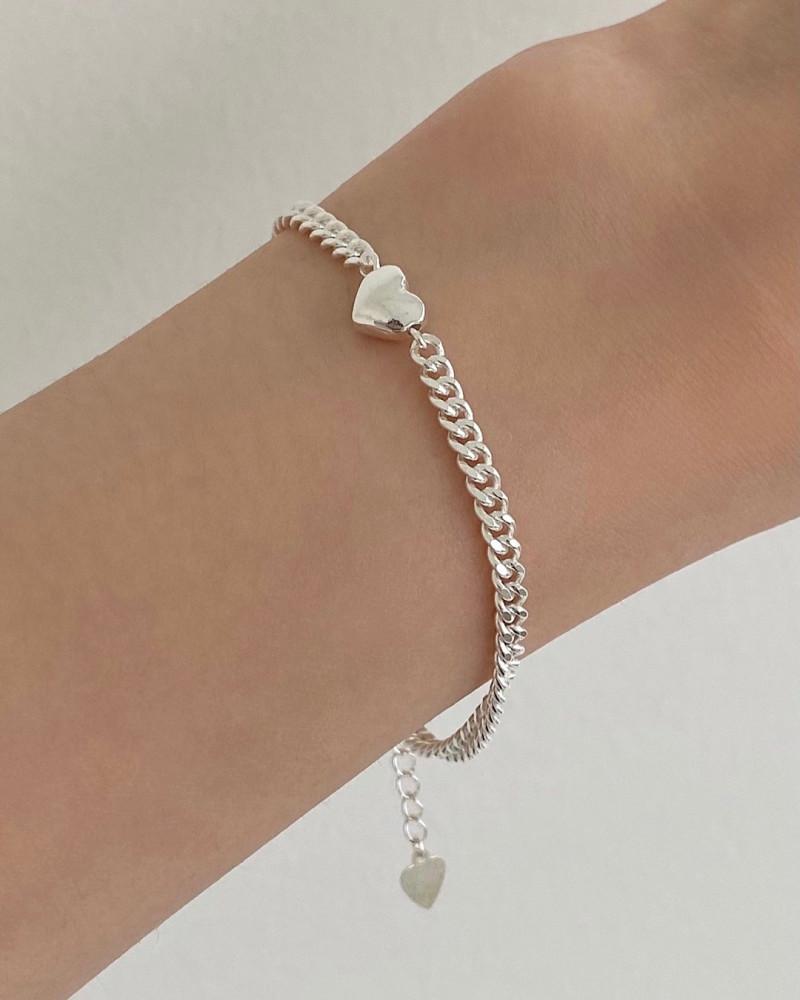 [당일발송]실버 925 하트 체인 팔찌