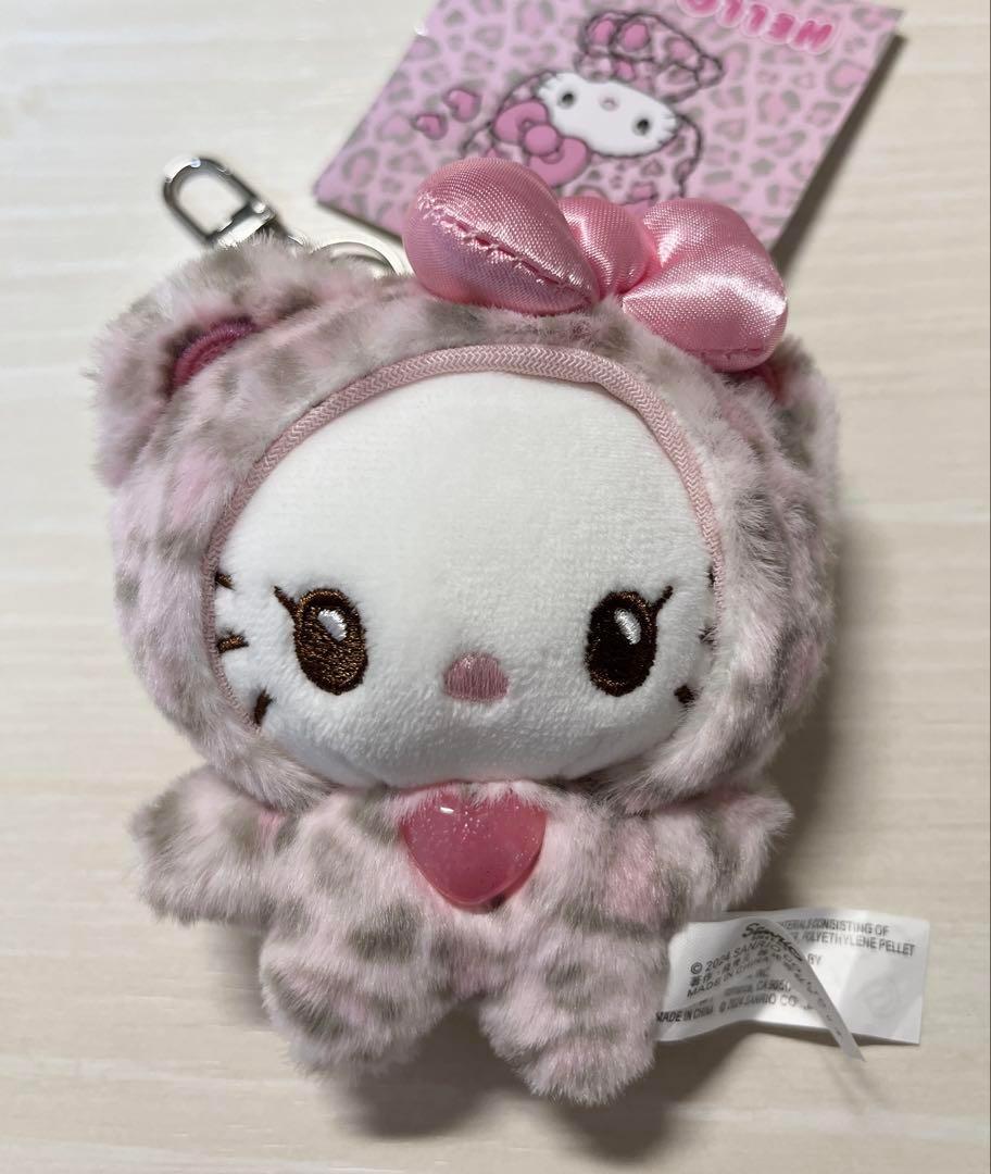 タグ付き　ヒョウ柄キティ　ギャルクマピンク　ストラップ　キーホルダー　豹柄