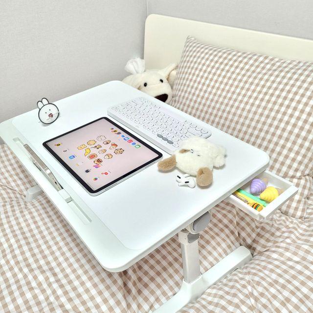 (태블릿파우치증정/인기폭주/1차완판/예약판매)말랑샵 각도조절 다용도 베드 좌식 접이식 테이블 노트북 태블릿 거치대 서랍 침대책상 트레이