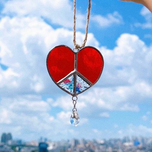 ♥️ 하트 피스 스테인드글라스 미니 썬캐처